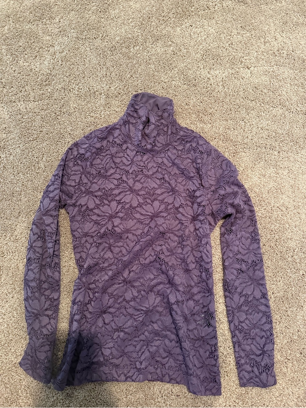 WHBM Lace Turtleneck Long Sleeve Top
